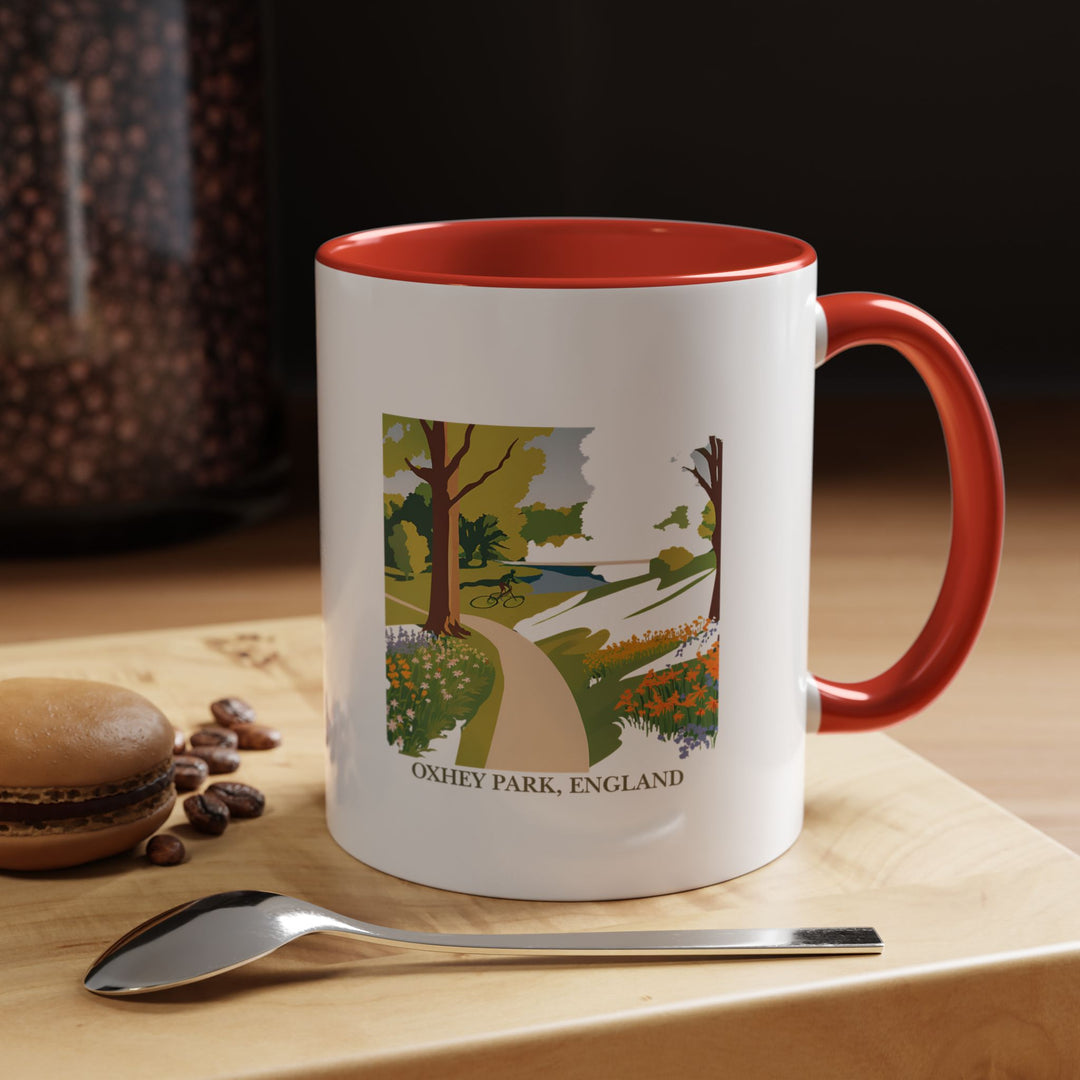 Enjoy a warm drink in this Oxhey Park England mug, featuring beautiful designs inspired by the park’s landscapes. Perfect for coffee and tea lovers, this mug is dishwasher and microwave safe, making it both practical and artistic for daily use.