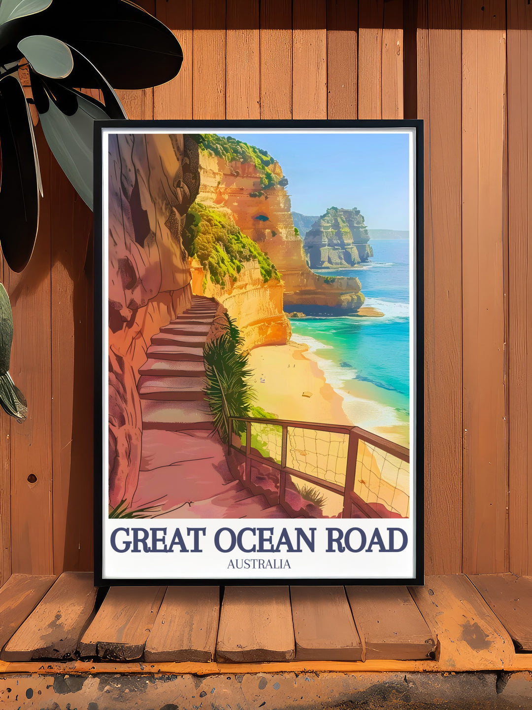 Celebrate the majesty of Australias Great Ocean Road with this poster print. Featuring stunning views of the Twelve Apostles and Gibson Steps, this art piece is perfect for those who appreciate nature and coastal beauty in their decor.