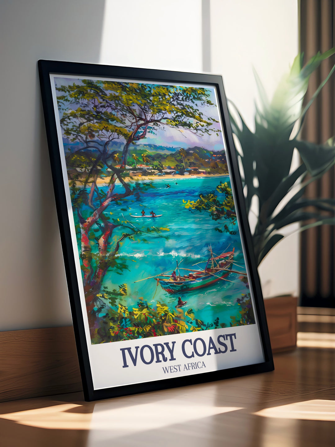 This digital download of Ivory Coasts Assinie Mafia Lagoon and Grand Bassam Beach highlights the peaceful yet lively coastal scenes that define the region. Ideal for lovers of coastal decor, this print adds a touch of African elegance to any space.