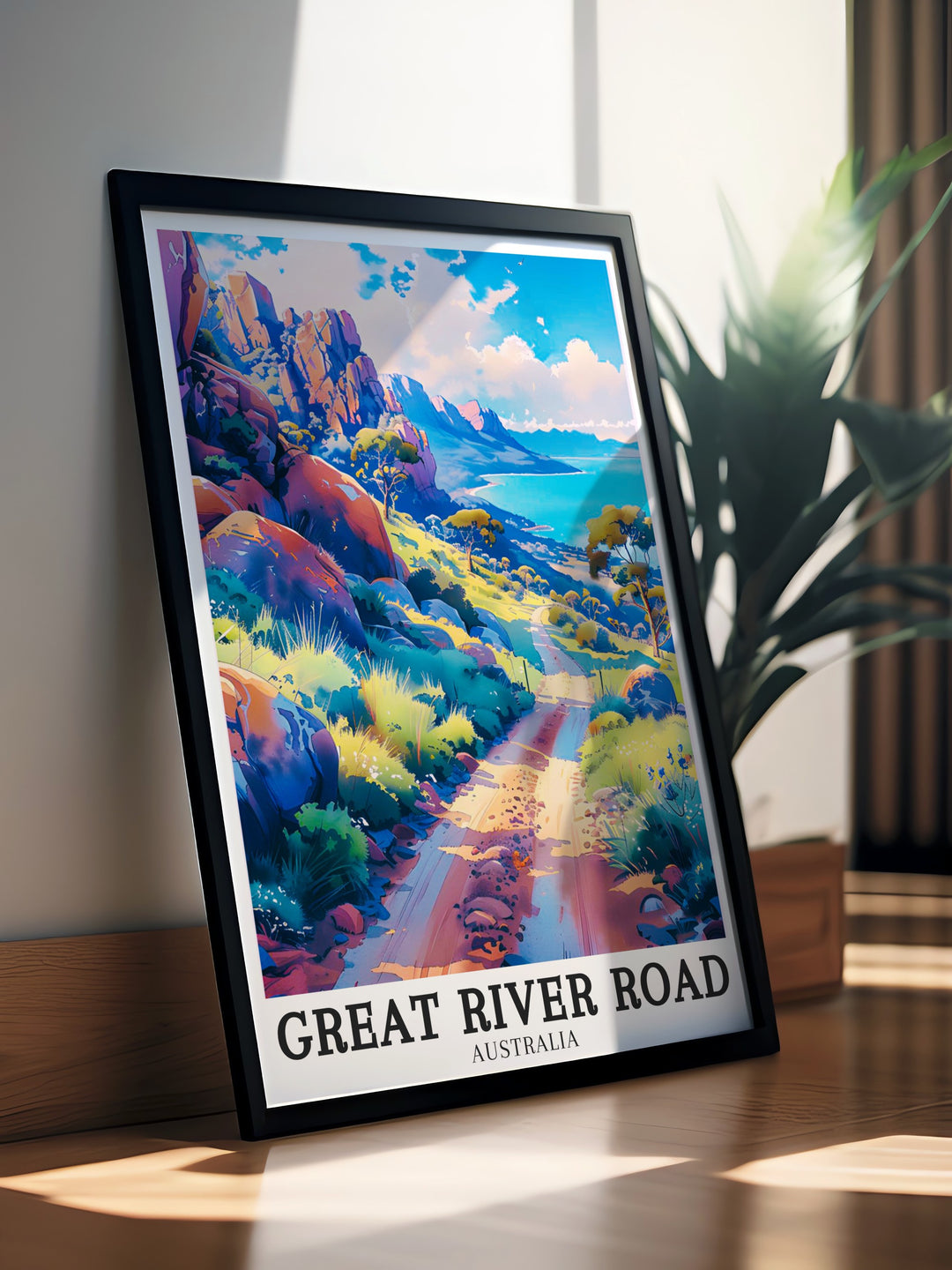 Glenorchy Cliffs wall poster capturing the raw beauty of the towering cliffs and vast landscapes of Glenorchy. This travel poster is perfect for those looking to bring an adventurous and bold touch to their home décor.