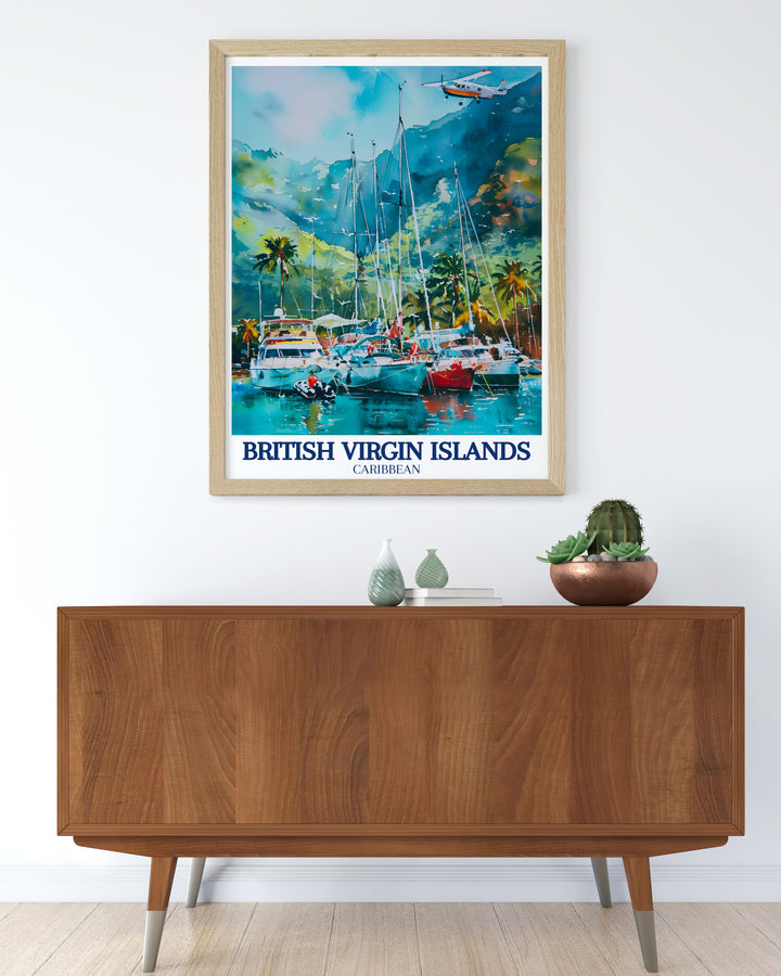 British Virgin Islands Canvas Art capturing the essence of Caribbean tranquility with views of Sage Mountain and Sandy Cay. This piece adds a vibrant and peaceful element to any decor.