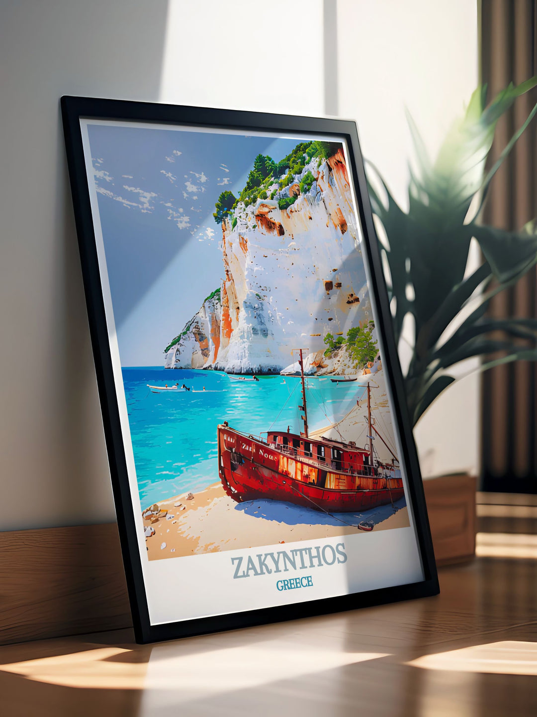 Experience the allure of Navagio Beach through our Navagio Beach Prints capturing its pristine shores and crystal clear waters, perfect for lovers of Greece Island Art seeking coastal home decor.
