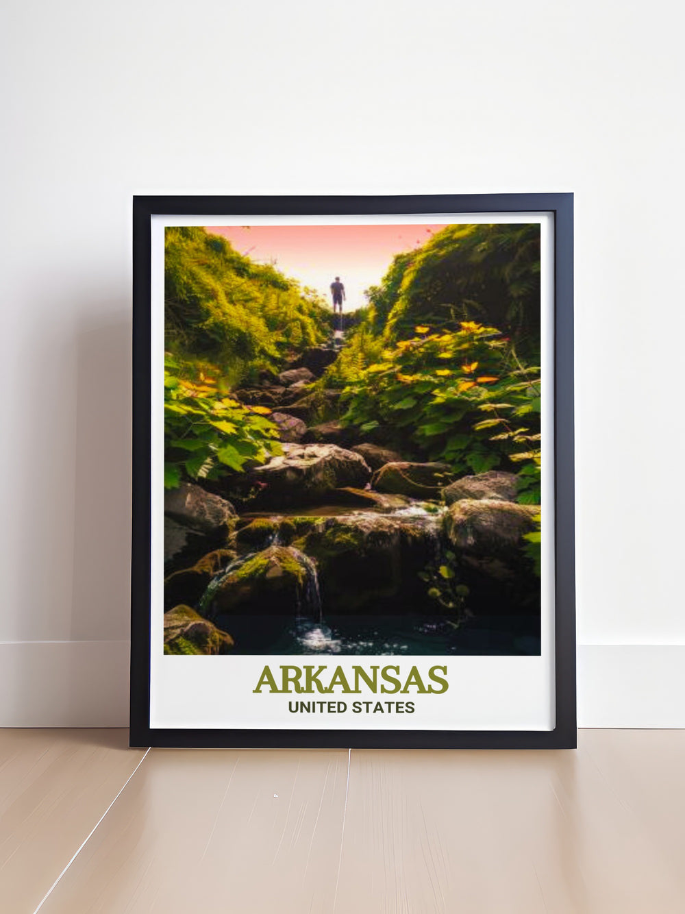 Wall art of Hot Springs National Park in Arkansas, capturing the enchanting natural and historical landscapes of the region. This print is designed to bring the relaxing beauty of the park into your home, serving as a constant reminder of Arkansass charm.