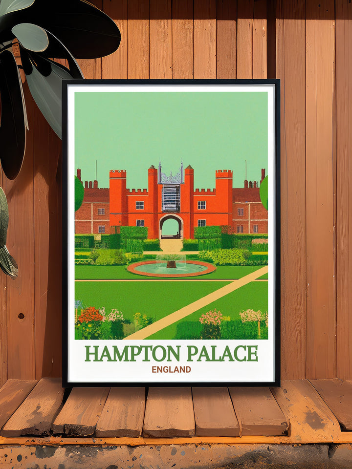 Our England framed art combines elegance and heritage, presenting Hampton Palace and The Gardens in a beautifully crafted frame. The artwork captures the essence of English culture, with meticulous attention to detail in both the architecture and natural surroundings. The framed piece is ready to hang, adding instant sophistication to your space. Its an excellent gift for anyone who loves England or appreciates fine art.