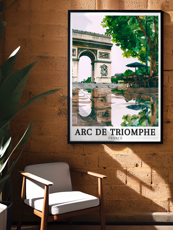 Arc de Triomphe Print featuring Place Charles de Gaulle Place de lEtoile is an elegant addition to your home decor showcasing the beauty and history of Paris with its detailed design and timeless appeal perfect for enhancing any living space