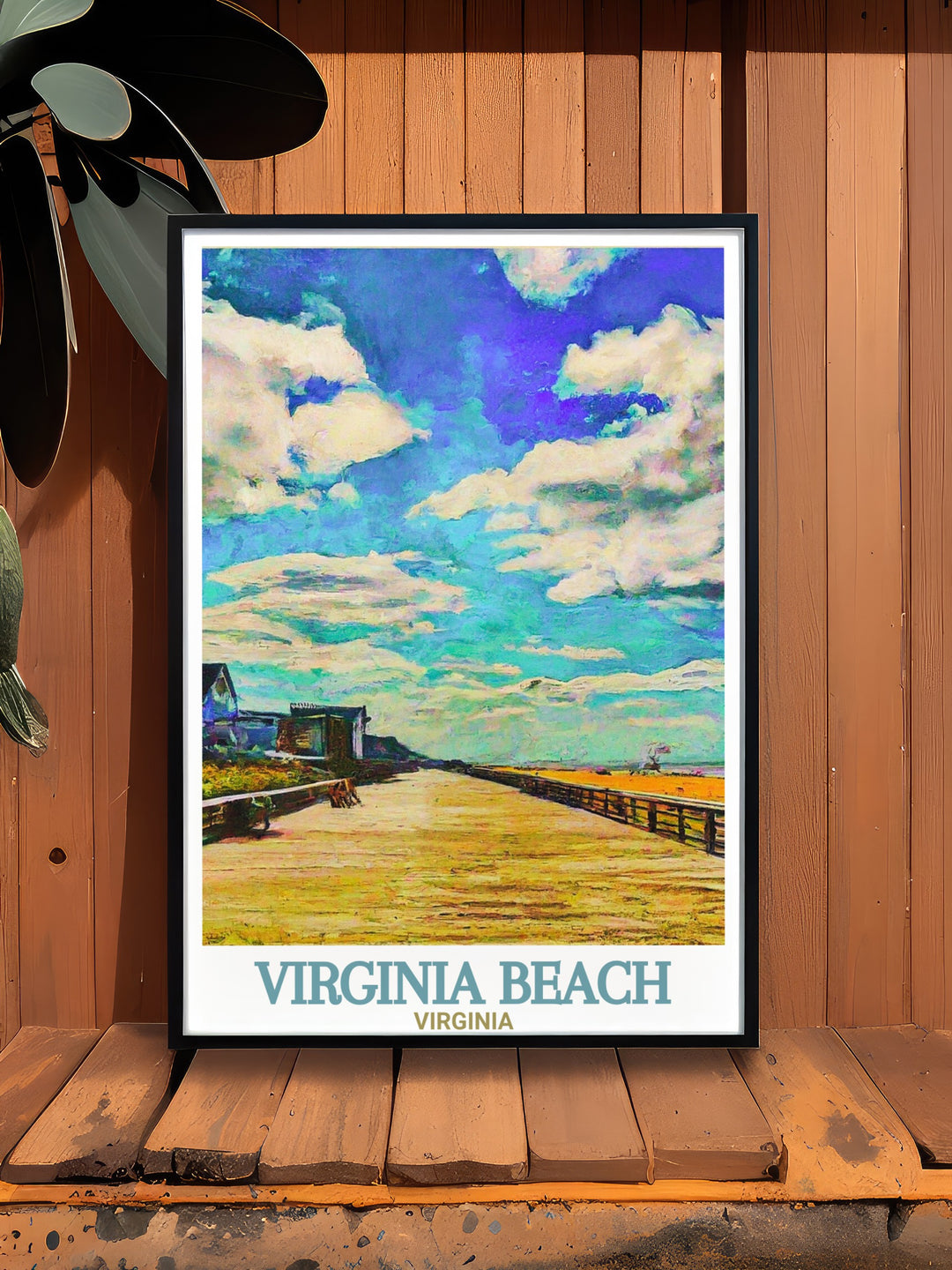 Modern Virginia Beach map poster highlighting Virginia Beach Boardwalk and urban details ideal for art enthusiasts and those with a connection to the city offering a unique perspective and conversation starter for any home