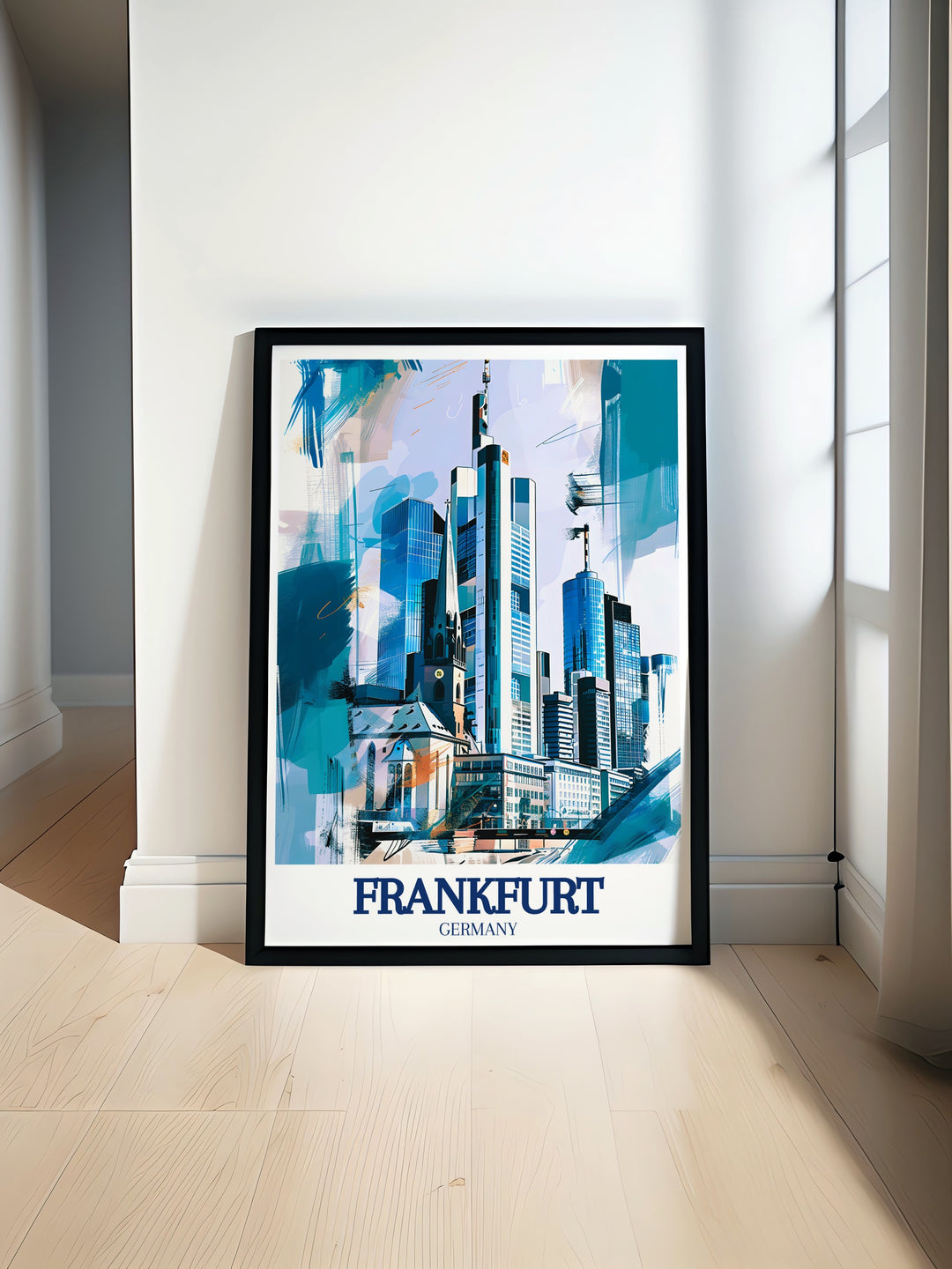 A vintage inspired wall decor print of Frankfurt am Main, Germany, featuring the citys historic and modern architectural elements. This travel poster offers a captivating view of Frankfurt, making it a perfect addition to any decor. The detailed design and vibrant colors ensure that this artwork stands out in any room, offering a glimpse into the rich cultural heritage and urban landscape of Germany. Ideal for art lovers and travelers alike.