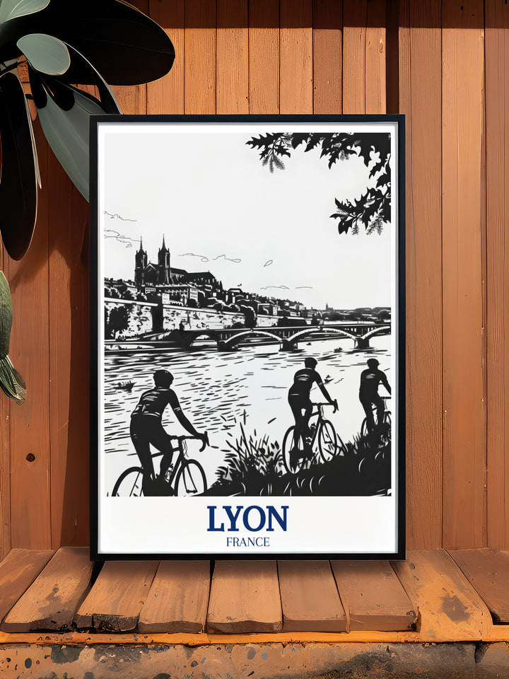 This Lyon wall art print captures the timeless elegance of the Pont de la Guillotière and the tranquil Rhône River. The perfect addition to any home, this poster print brings a piece of French history and culture into your living space.