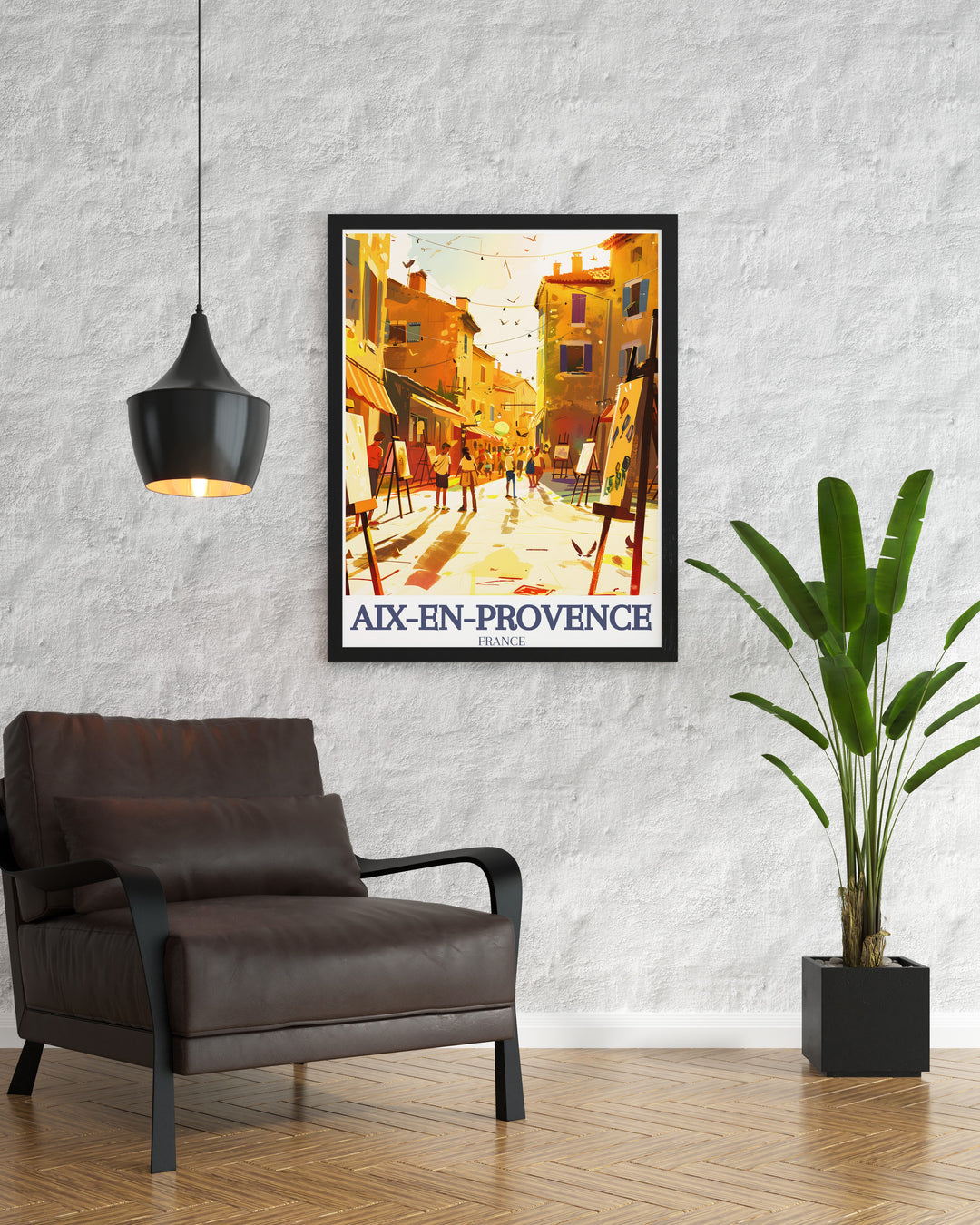 Colorful city print of Cours Mirabeau Mazarin quarter in Aix En Provence bringing the beauty and vibrancy of the area into your home decor a perfect choice for travel poster collectors