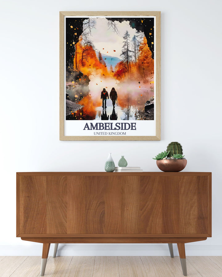 Ambleside wall art featuring the stunning Rydal Cave, designed to bring a sense of mystery and natural beauty to your home decor.