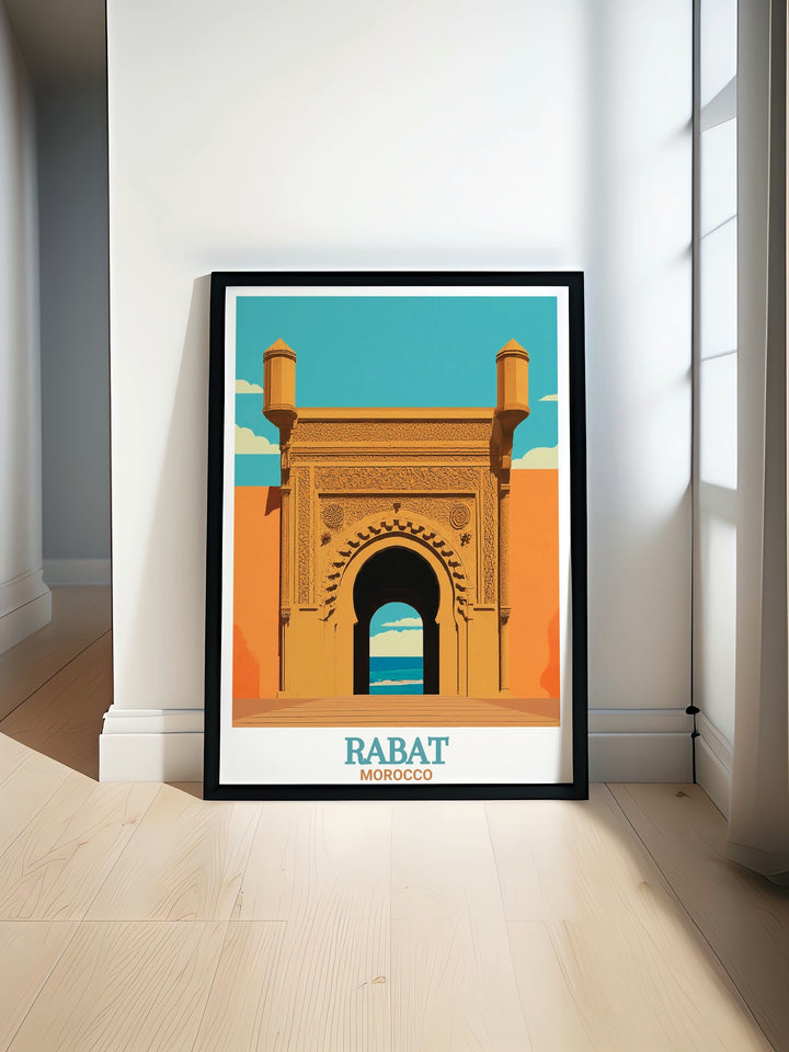 Rabat Poster featuring the stunning Kasbah of the Udayas in Morocco showcasing its architectural beauty perfect for adding a touch of elegance to any home or office decor an ideal personalized gift for travel enthusiasts and art lovers alike