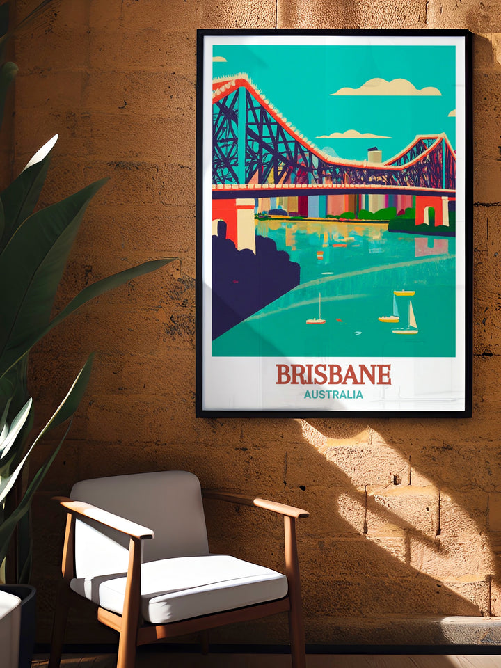 Brisbane Wall Art featuring Story Bridge brings the iconic landmark into your living space with stunning detail. This print is perfect for anyone who loves Brisbane and wants to add a touch of the citys history and modern energy to their home