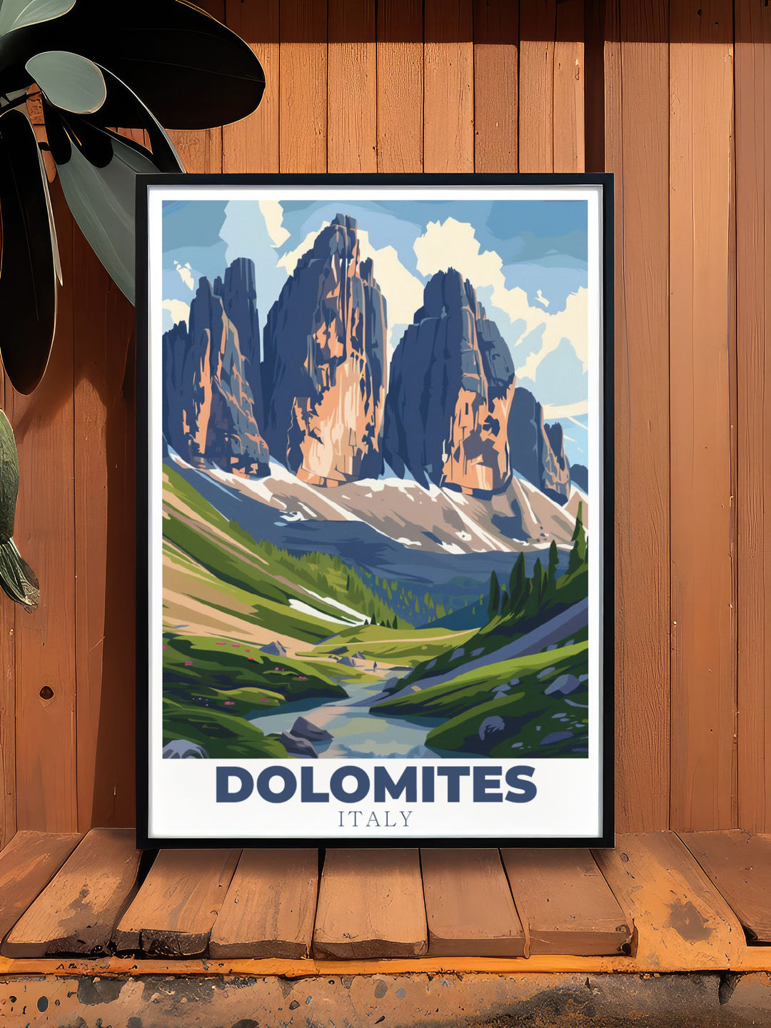 Captivating Tre di Lavaredi Wall Art showcasing the picturesque views of the Dolomites Italy. Perfect for Italy home decor and travel enthusiasts. Add a touch of elegance to your space with this beautiful Italy print.