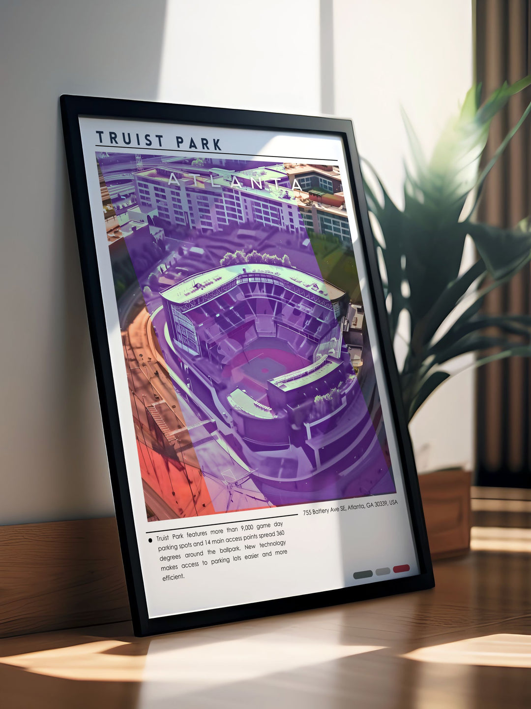 Travel poster print of Truist Park featuring detailed city map and skyline a must have for Braves fans looking to celebrate their favorite teams home ground this artwork combines vibrant colors and intricate designs to bring the stadiums energy to life