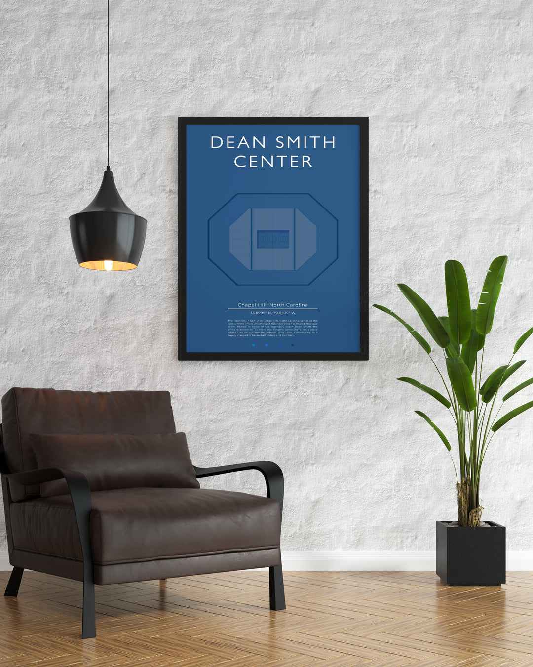 Dean Smith Center art print designed to bring the spirit of UNC Chapel Hill into your home an excellent decor piece for dorm rooms and offices celebrating Tar Heel basketball