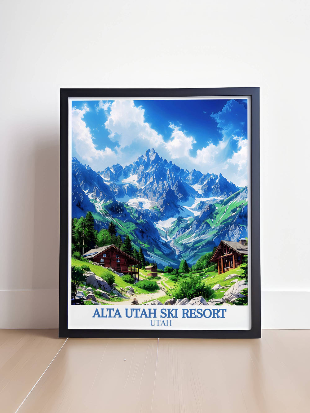 Vintage Ski Poster of Alta Utah highlighting the beauty of Snowbird Utah and the majestic ski slopes ideal for ski enthusiasts and lovers of retro art Albion Basin modern prints enhance your space