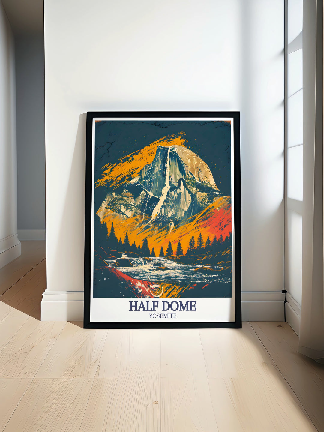 This Yosemite National Park wall art highlights the splendor of Half Dome and Yosemite Falls, showcasing the beauty of Californias wilderness. The perfect gift for national park lovers, its an excellent way to bring the majesty of nature into your home.