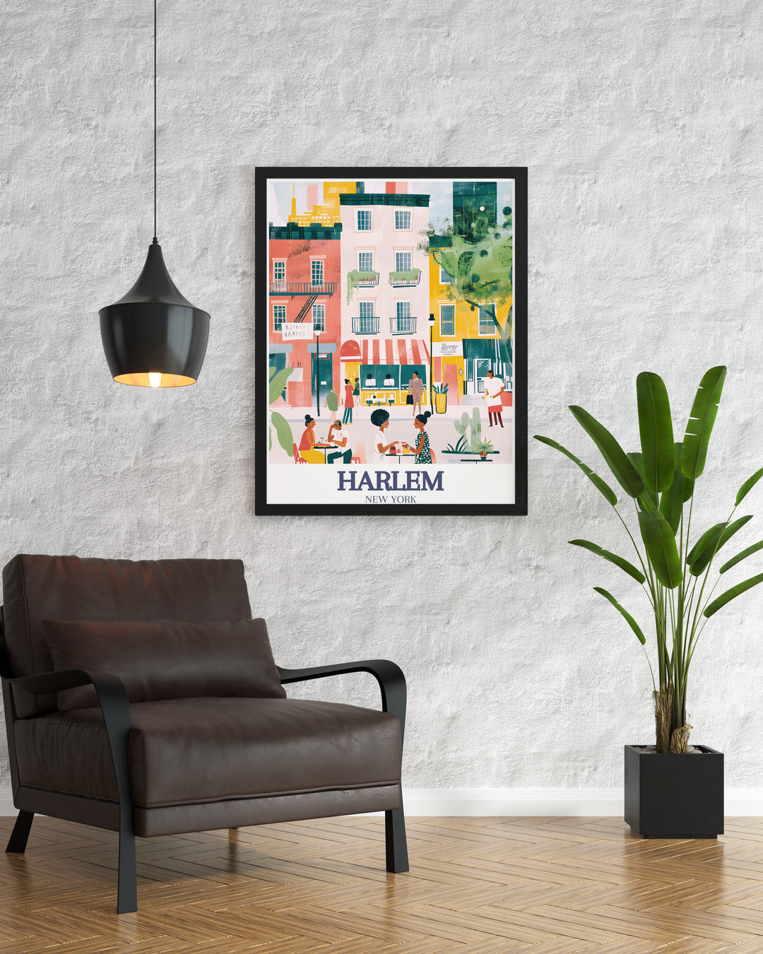 This Harlem wall print highlights the neighborhoods iconic streets, including 125th Street. Perfect for adding a touch of urban elegance to your home, this artwork is a must have for anyone who loves New York City.