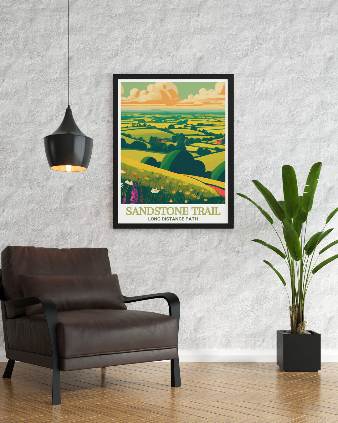 Burwardsley Hill travel poster capturing the scenic significance and breathtaking views of this part of the Sandstone Trail. This artwork brings the dramatic scenery of Burwardsley Hill into your home, perfect for those who dream of hiking adventures in Europe.