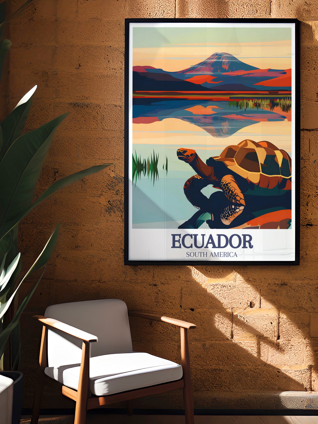 This Ecuador Wall Art combines the beauty of the Galapagos Islands with the grandeur of the Cotopaxi Volcano. The intricate design and vibrant tones make it an ideal choice for decorating any space, offering a glimpse of Ecuadors natural wonders.