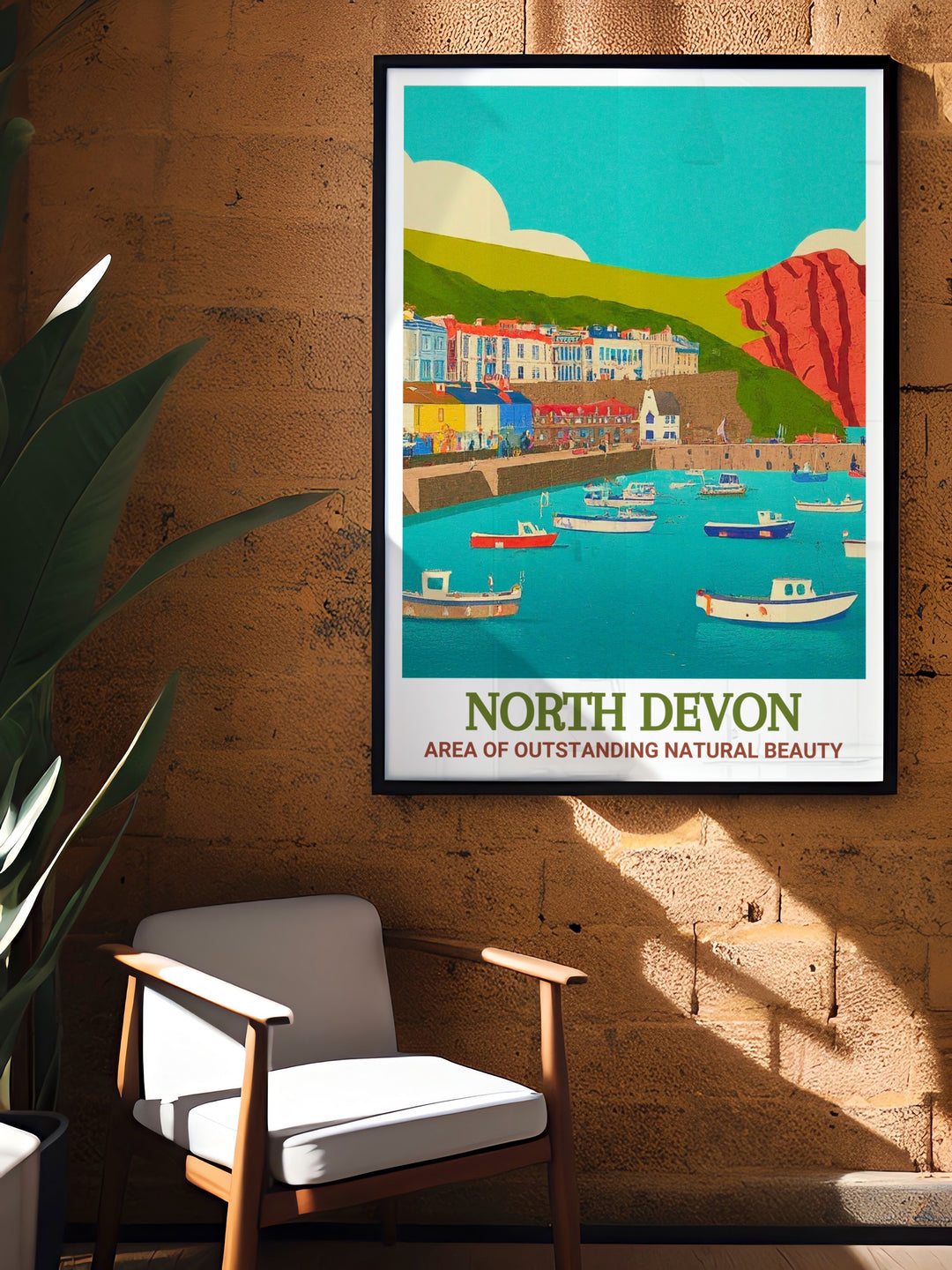 North Devon Poster Print captures the scenic beauty of North Devon, from its rugged cliffs to its charming villages, offering a perfect reminder of this stunning region in England.