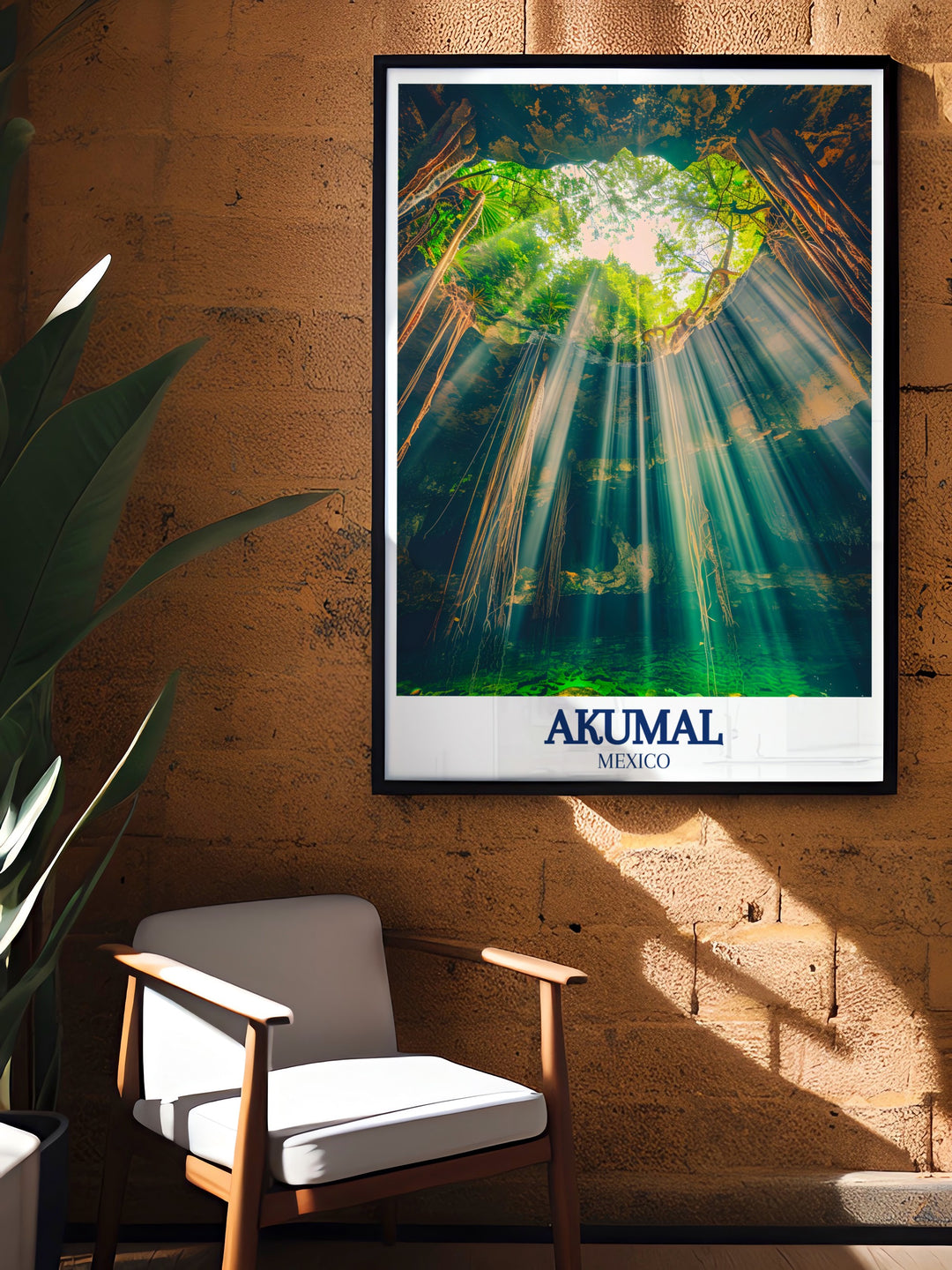 Elegant Akumal Art Print of Cenote Laguna Yal Ku an ideal birthday gift with vibrant colors and modern design