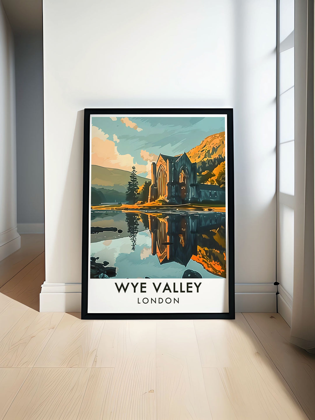 Wye Valley Travel Print featuring Tintern Abbey in stunning detail perfect for adding an elegant touch to any room ideal for lovers of landscape art and historical landmarks