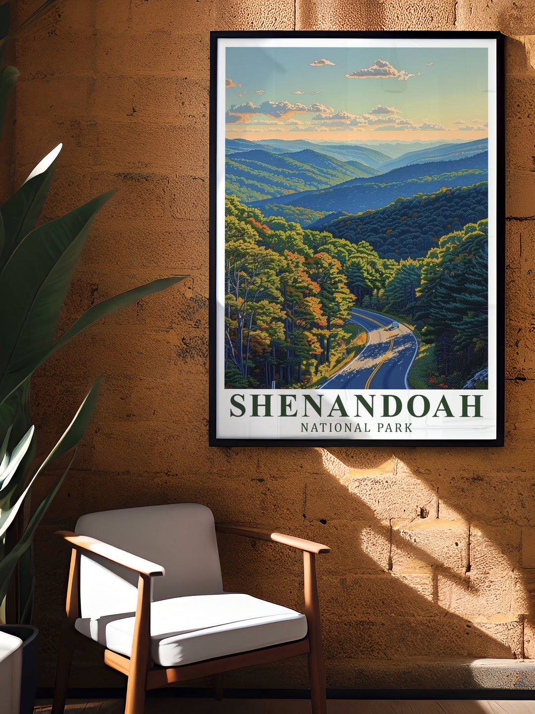 Showcase the majestic landscapes of Shenandoah National Park with this Skyline Drive travel print. The artwork offers a detailed view of the iconic road, winding through the Appalachian Mountains, making it a perfect gift for national park enthusiasts and nature lovers alike.