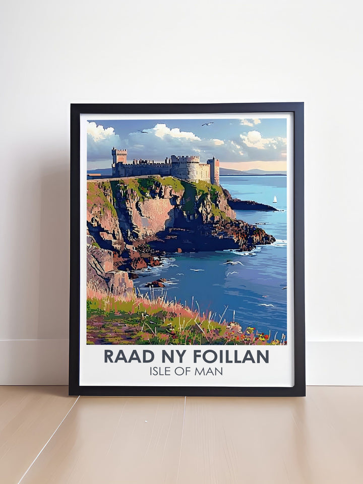 Peel Castle Stunning Prints featuring Isle of Man artwork including coastal paths and Douglas Harbour ideal for creating a refined atmosphere in any room with high quality home decor