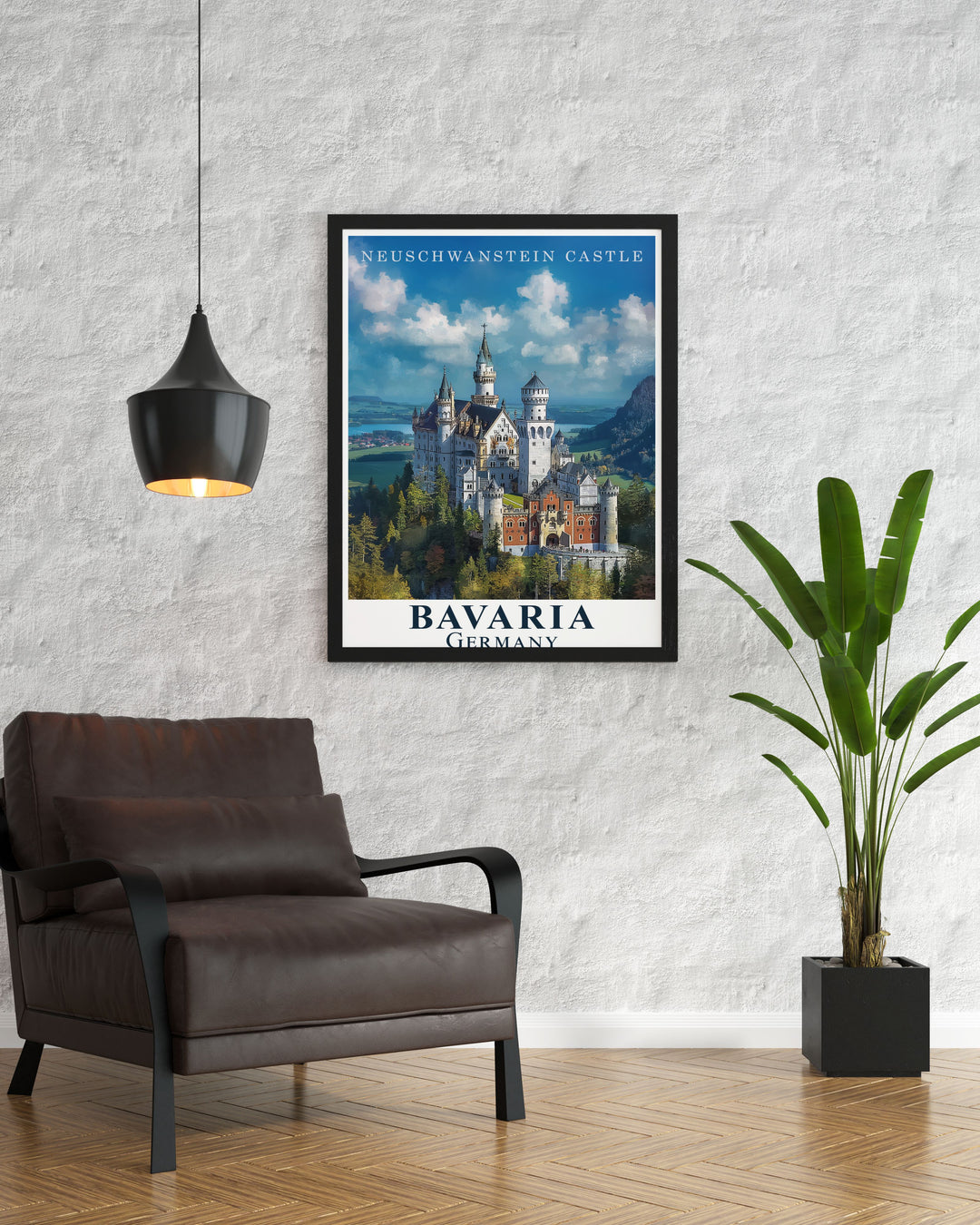 Neuschwanstein Castle prints perfect for those who appreciate architectural marvels and fine art. This black and white design adds timeless elegance to your home decor collection.