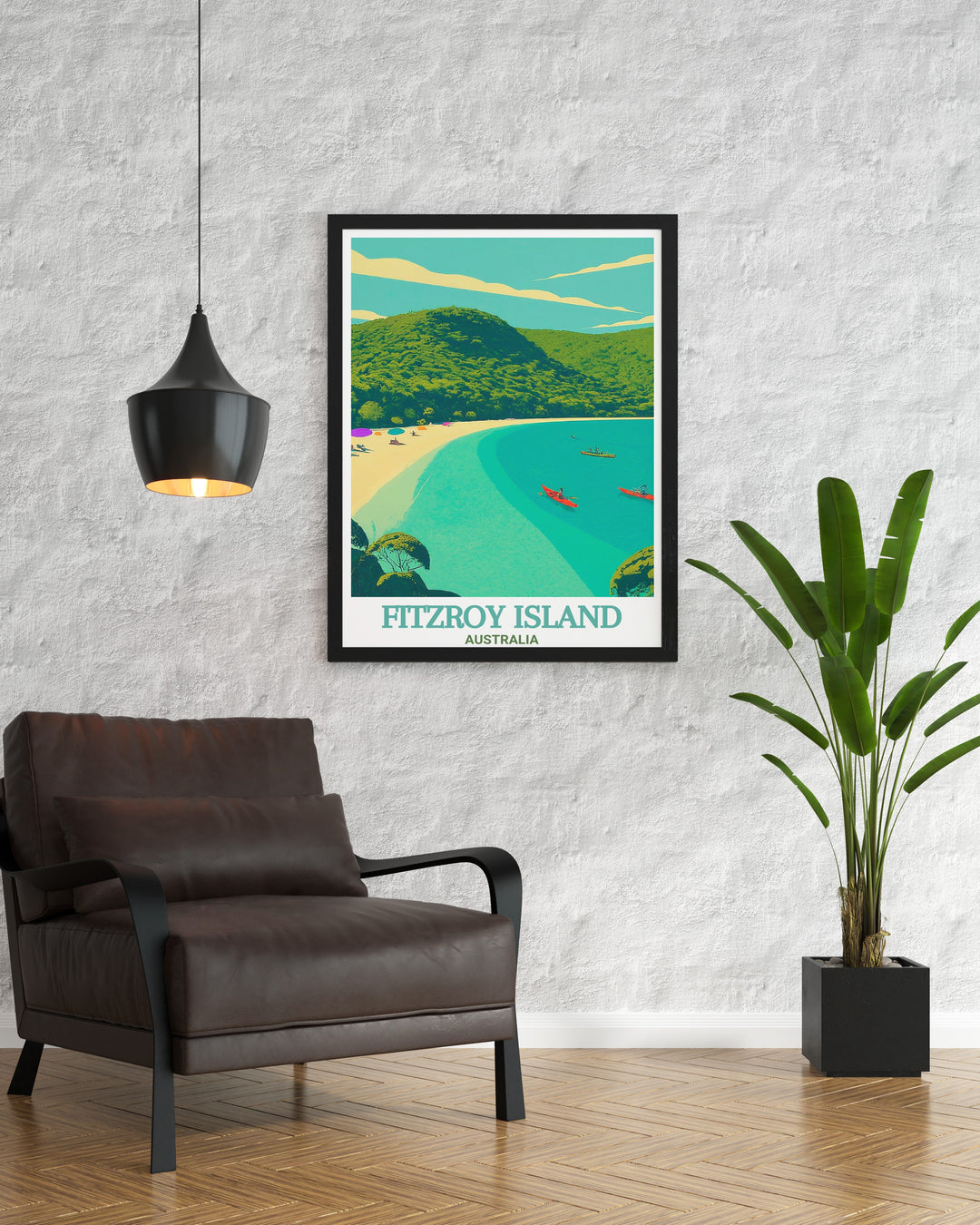 Welcome Bay canvas art captures the essence of Fitzroy Islands serene beauty, from its vibrant green rainforests to the calm waters of the bay. This travel print is perfect for adding a touch of natures tranquility to your space.