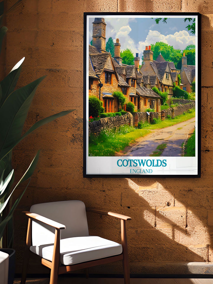 Admire the scenic vistas of the Cotswolds with this artwork, depicting the rolling hills and charming villages of Bibury, bringing the timeless beauty of the English countryside into your home.