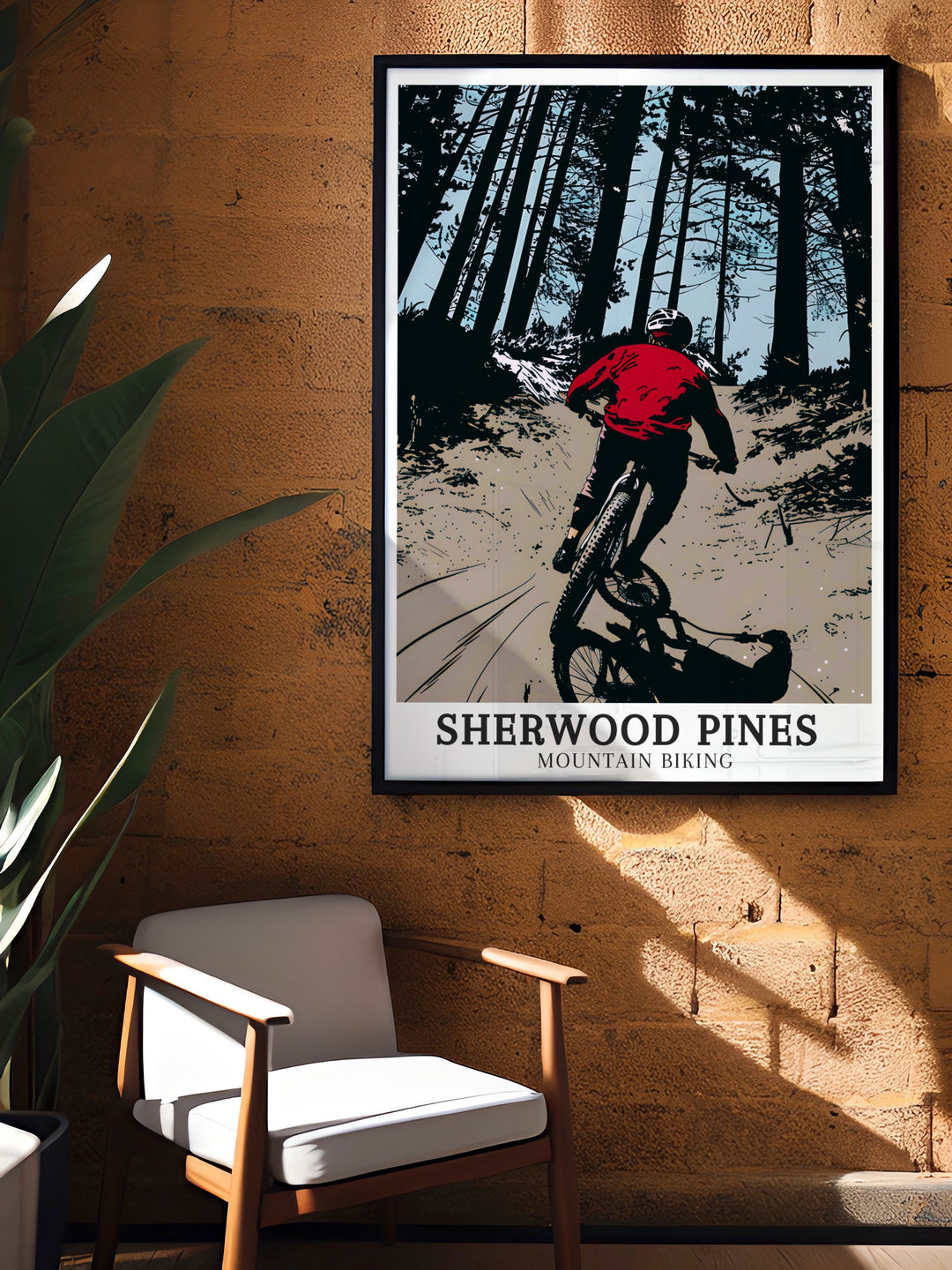 Sherwood Pines travel posters capturing the thrilling views of the Big Bertha Trail in the East Midlands. Perfect for adding adventure to any decor, this travel wall art brings the dynamic landscapes and vibrant scenery of Sherwood Pines into your home. Each piece is meticulously crafted to reflect the excitement of mountain biking.