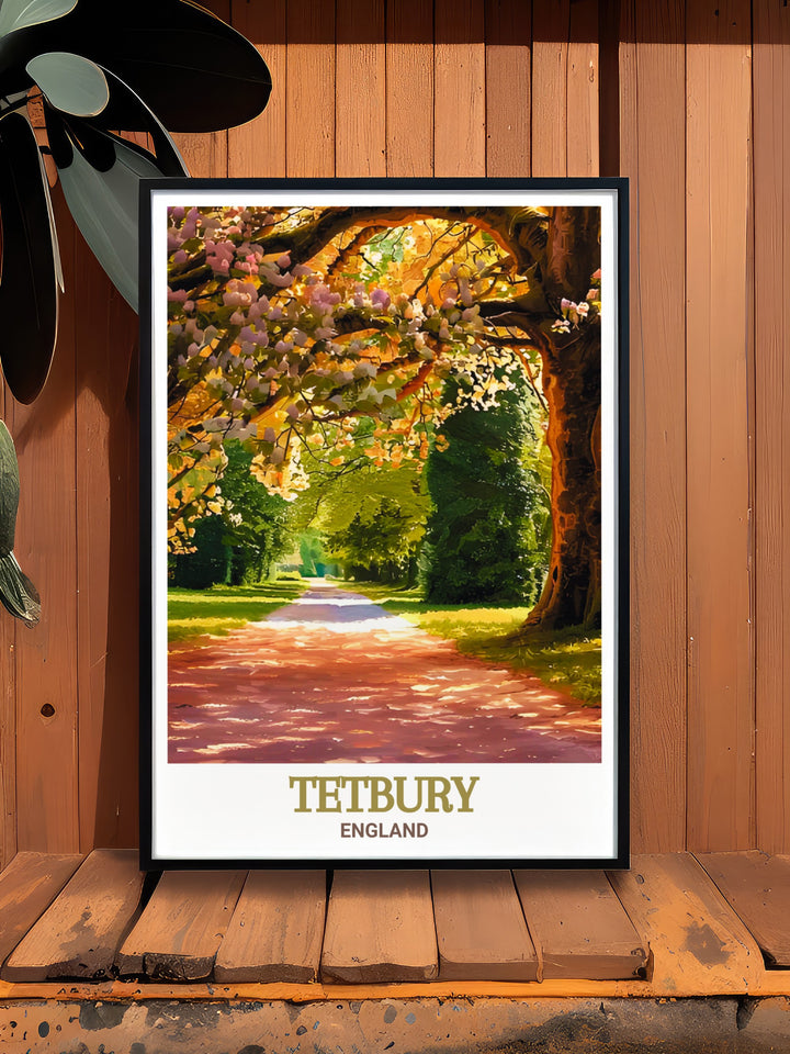 Bring the iconic landscapes of Tetbury and Westonbirt Arboretum into your space with this detailed travel poster, showcasing English heritage and natural beauty.