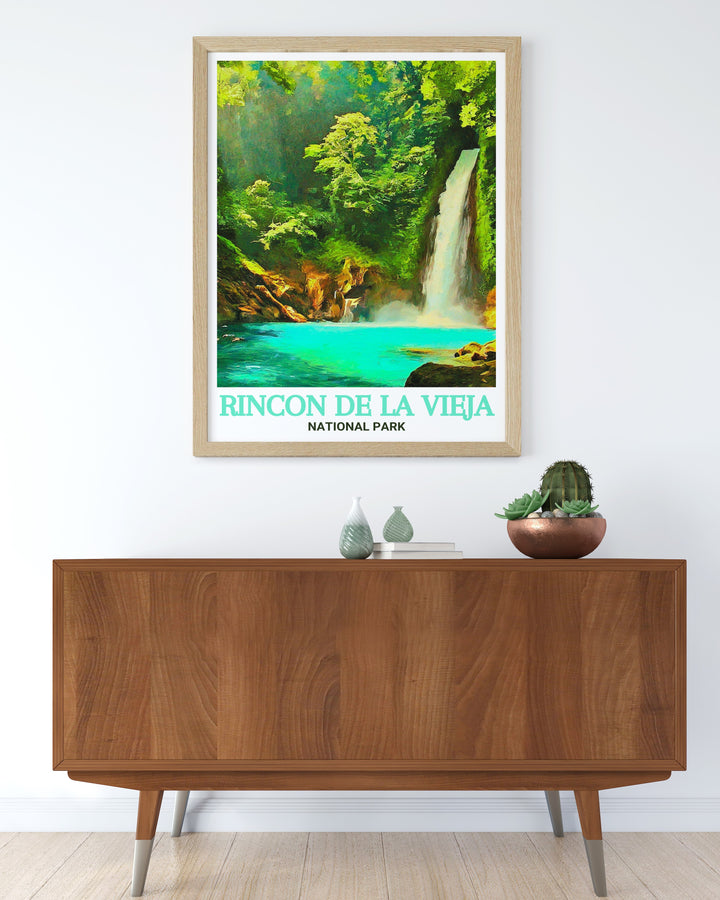 Discover the vibrant greens and cascading waters of La Cangreja Waterfall in Rincon De La Vieja with this captivating Costa Rica wall art a perfect addition to your home decor or as a thoughtful Costa Rica gift for nature lovers and travel enthusiasts.