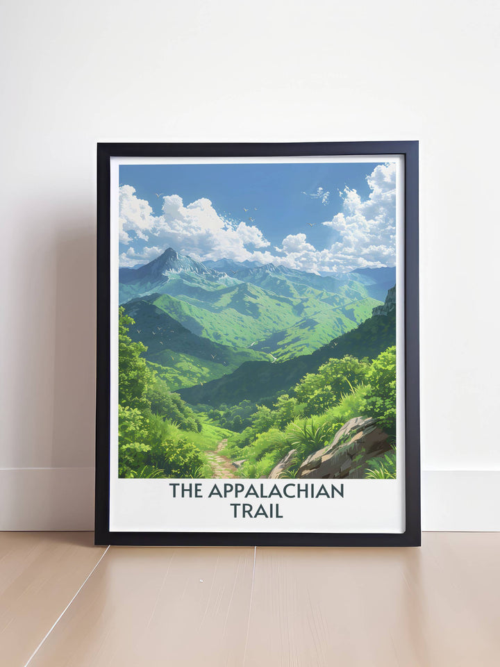 Lush landscapes of the Great Smoky Mountains captured in a stunning print, ideal for any lover of the outdoors and hiking.