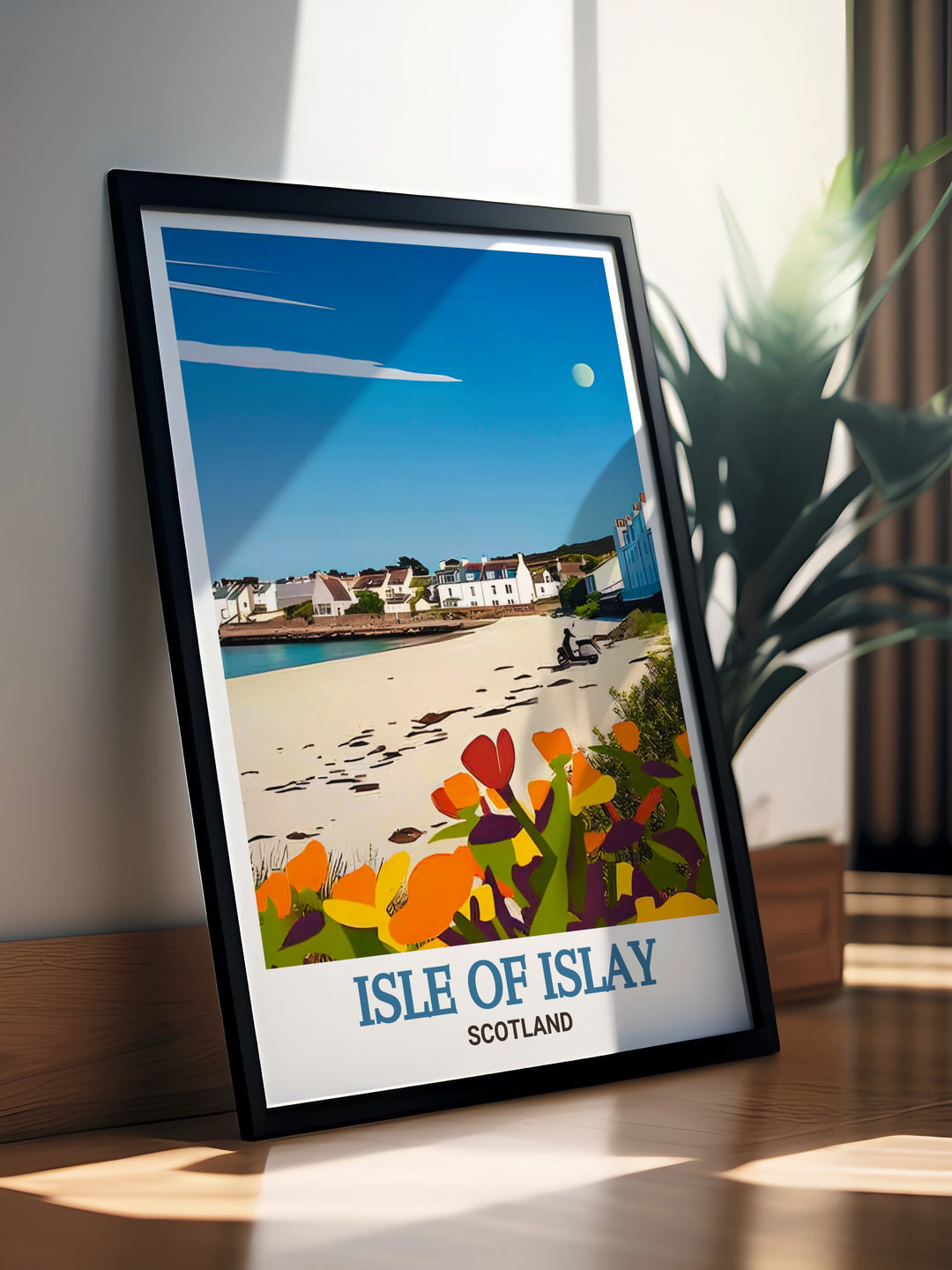 A canvas art piece capturing the peaceful atmosphere of Port Ellen on the Isle of Islay. The artwork showcases the villages picturesque setting, making it a perfect addition to any room seeking a touch of Scottish coastal beauty.