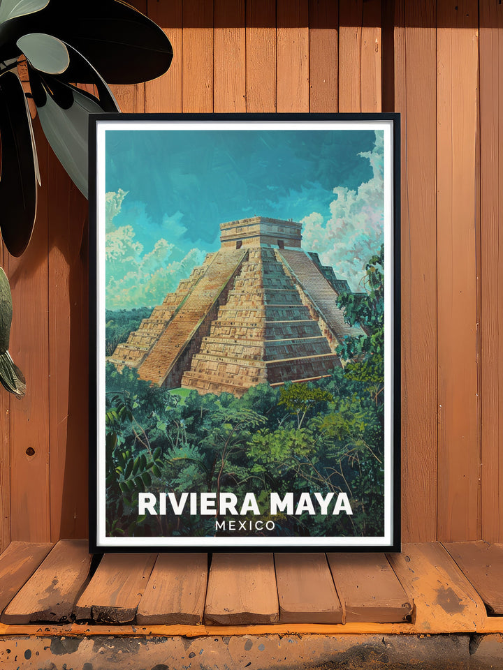 Perfect for beach decor, this Riviera Maya poster print brings the vibrancy of Mexicos coastline to your walls. Its stunning depiction of turquoise waters and ancient ruins makes it an ideal gift for travel lovers.