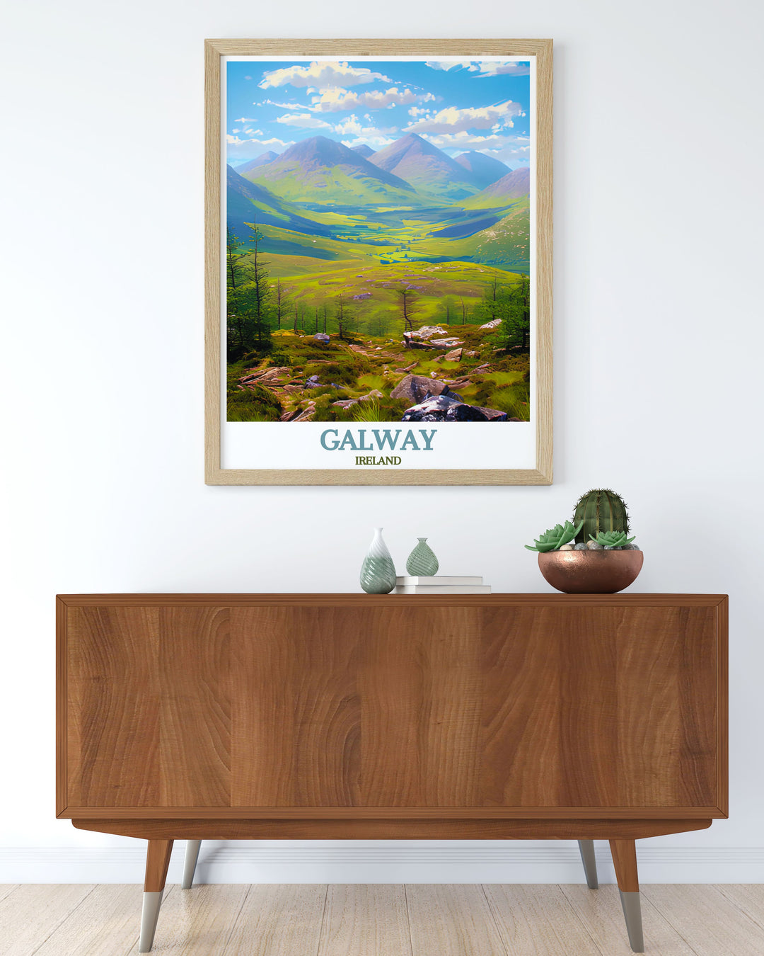 This detailed art print brings to life the serene and dramatic landscapes of Connemara National Park. Featuring sweeping valleys, bogs, and grasslands, this poster is ideal for those who dream of exploring Irelands unspoiled wilderness and scenic beauty.