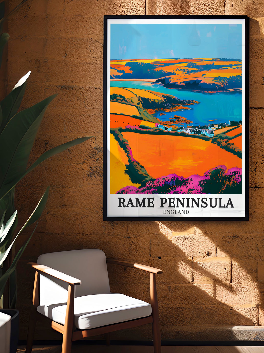 Add a piece of Cornwalls coastal charm to your walls with this Rame Peninsula print featuring Rame Head Whitsand Bay Perfect for Cornwall lovers this artwork enhances any room with its stunning depiction of the regions natural beauty making it an ideal gift or decor piece.