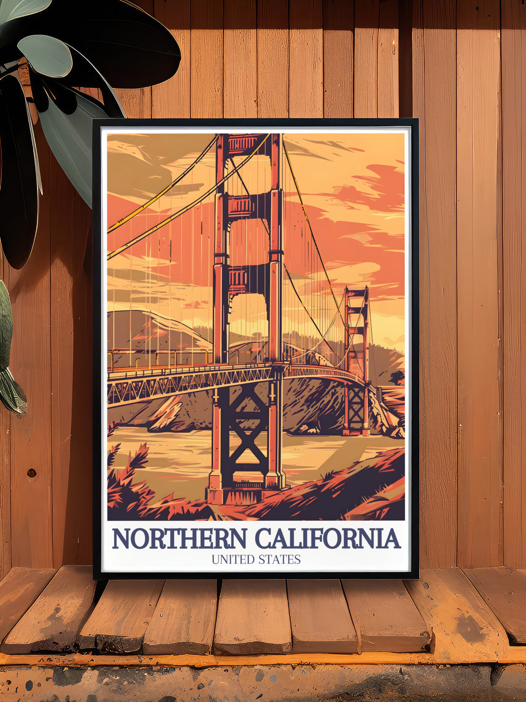 The Golden Gate Bridge Wall Art showcases the striking views of San Franciscos iconic bridge and the towering sequoias of Redwood State Park. This canvas art makes the perfect framed print for nature lovers and city explorers alike, bringing Northern Californias charm into any space.