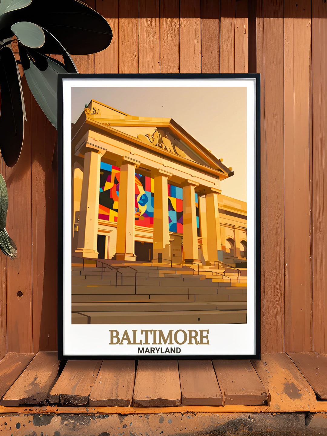 Black and white Baltimore Museum of Art travel poster showcasing the citys iconic landmarks and streets an exquisite art print that enhances your home decor with its timeless beauty and sophisticated design perfect for any art collection