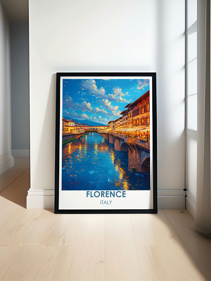 The vibrant Ponte Vecchio in Florence, showcasing the historic shops and stunning views over the Arno River.