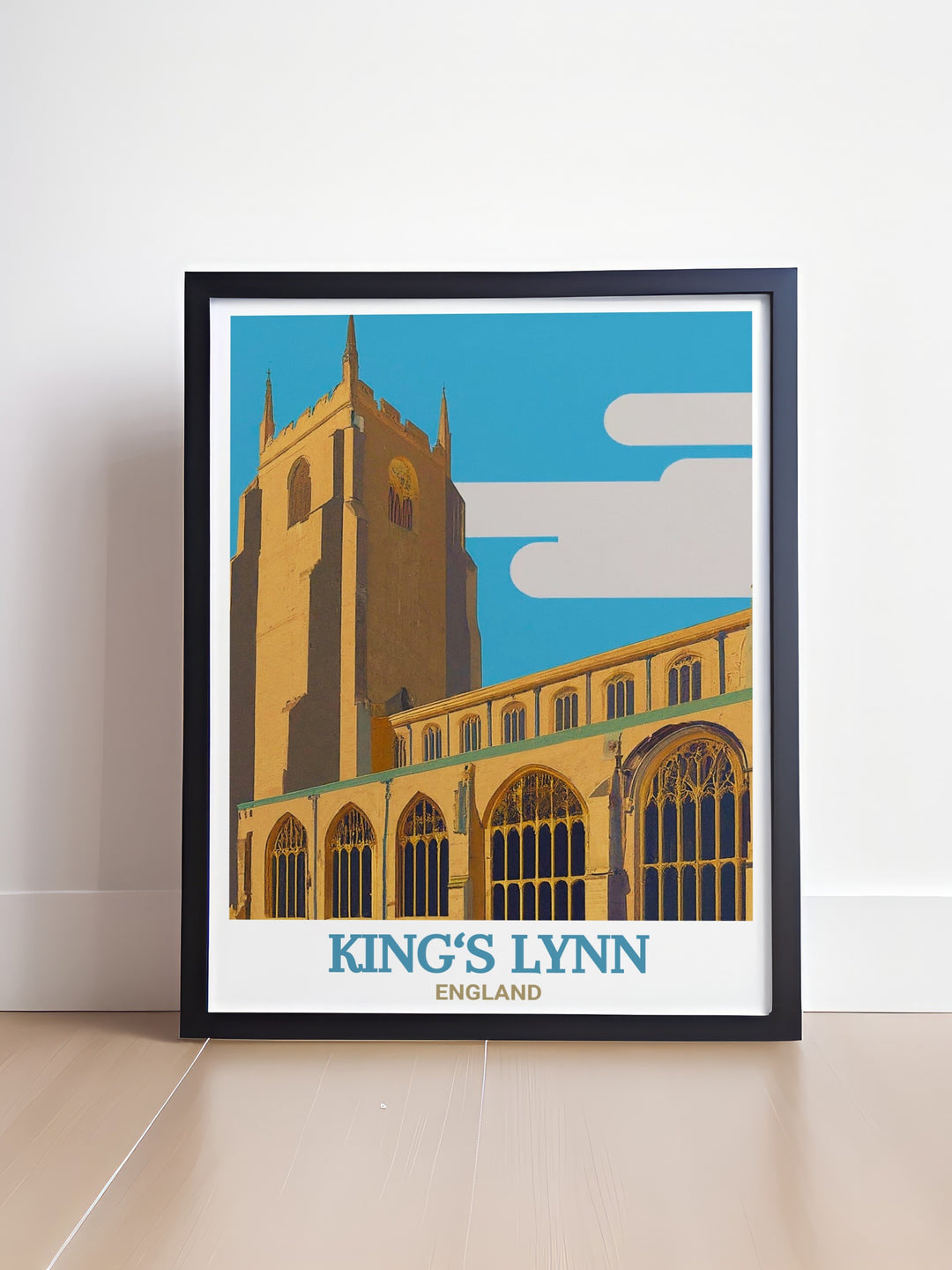 The striking design of St. Margarets Church in Kings Lynn, England, comes alive in this travel print. A beautiful wall art piece for those who appreciate English landmarks and history, ideal for gifting or home décor.