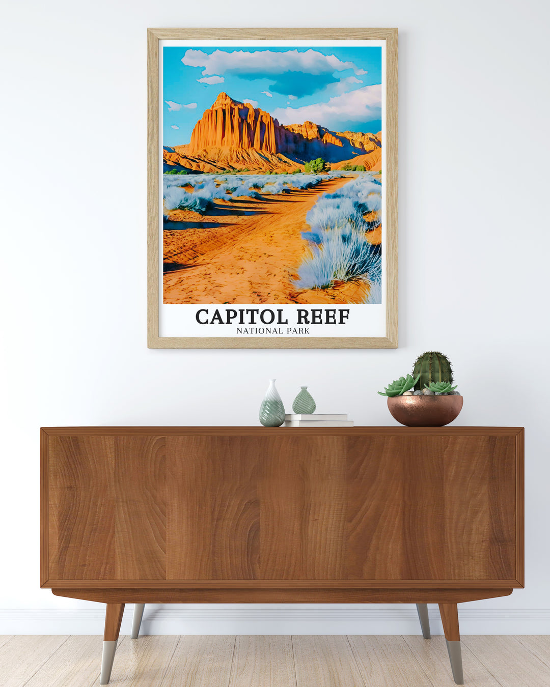 Navajo Sandstone Wall Art captures the unique textures and colors of the cliffs found in Capitol Reef National Park. Ideal for those who appreciate natural beauty, this wall art adds a touch of the Southwests wilderness to any home.