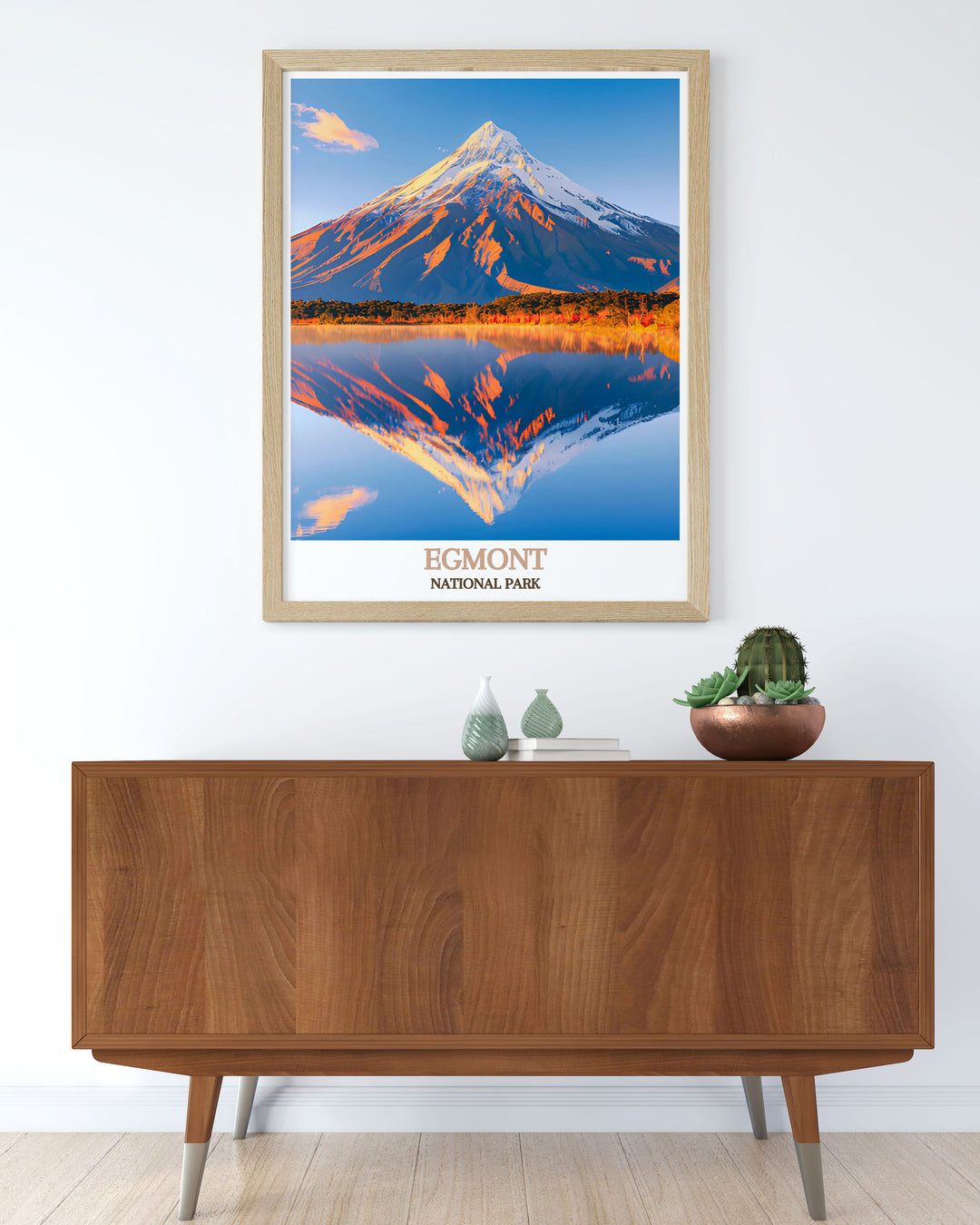 Illustration of Egmont National Park, emphasizing the lush forests and majestic Mount Taranaki, ideal for nature enthusiasts.