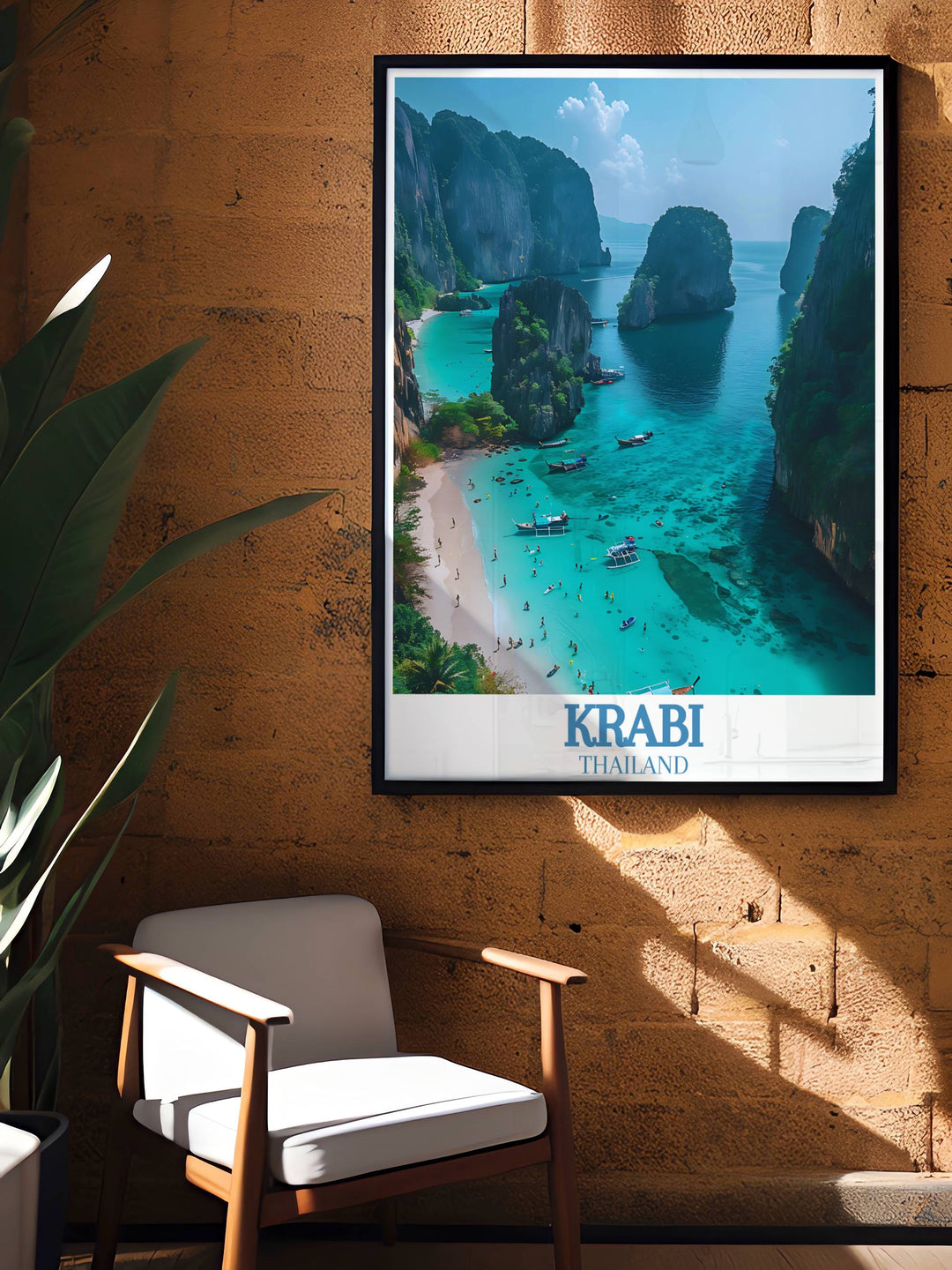 Enjoy the serene beauty of Krabi Island and Railay Beach with this vibrant wall art print capturing the essence of these tropical destinations perfect for adding a splash of color to your home decor and making a great travel gift.
