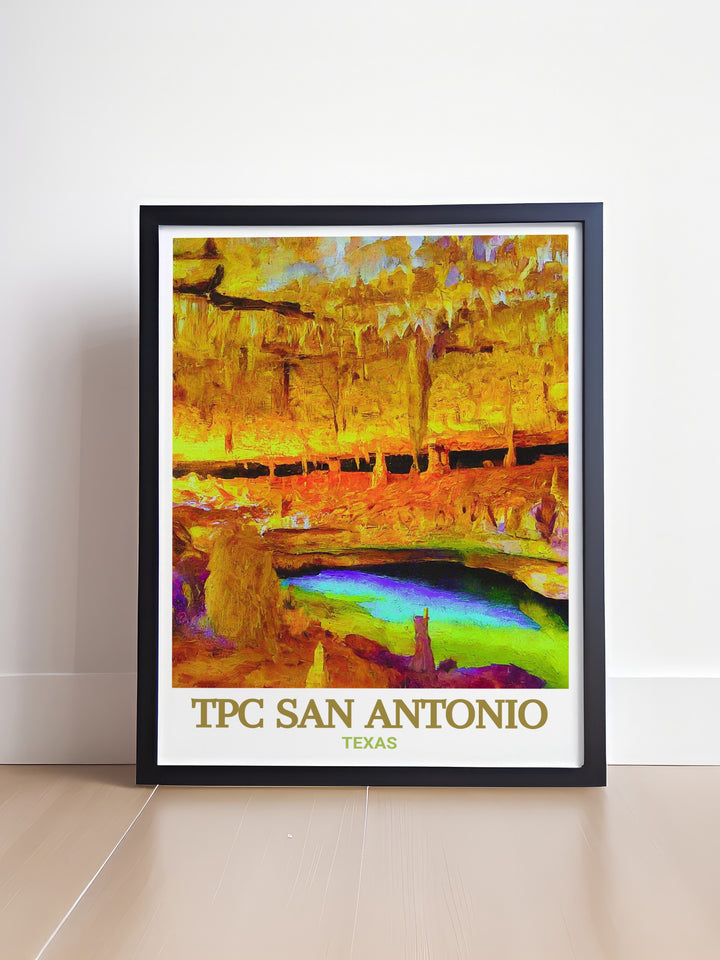 Golf Travel Art featuring TPC San Antonio paired with Natural Bridge Caverns Wall Art offering a perfect combination of sport and nature ideal for decorating living spaces with a touch of sophistication and outdoor charm