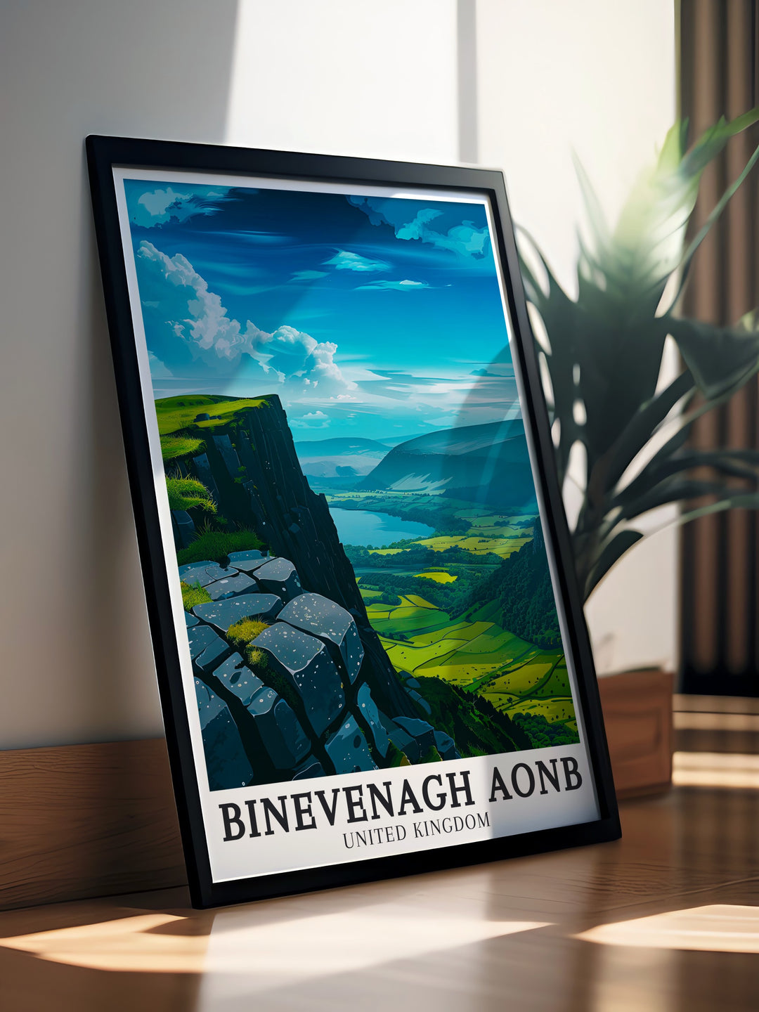 Binevenagh National Landscape Antrim basalt plateau wall art featuring the iconic Binevenagh Mountain and the surrounding natural beauty an ideal art piece for adding Northern Irelands charm to your space