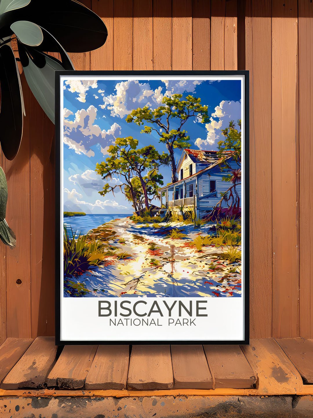 Unique artwork of Biscayne National Park featuring The Maritime Heritage Trail and coral reefs, perfect for personalized gifts or home decor. This print captures the essence of Floridas most scenic national park.
